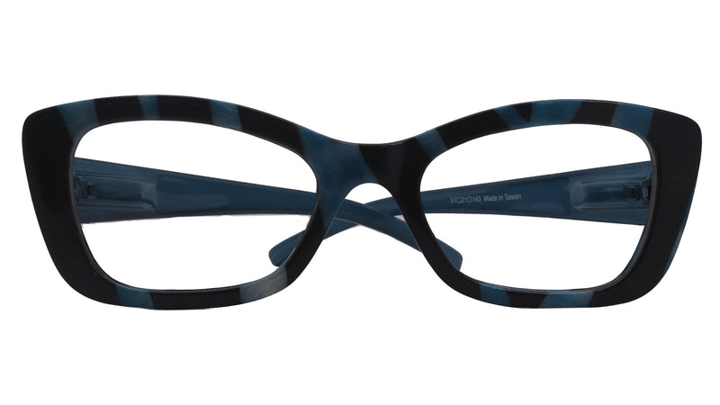 Mystika, (Premium) Reading Glasses, High End Readers +1.25..+3 Magnifying Glasses (Black N Blue) StripesCat Eye, NY Fifth Avenue