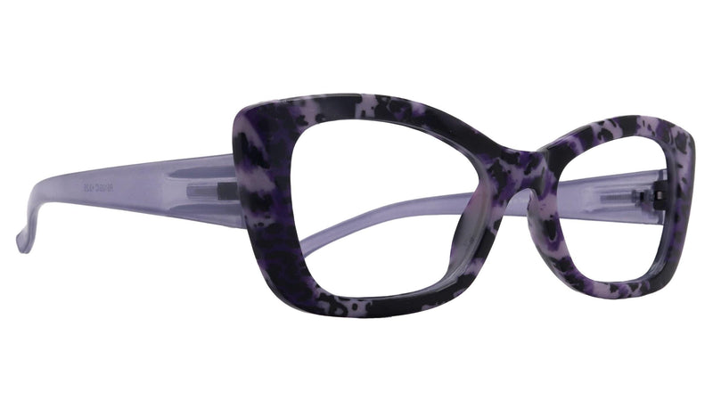 Mystika, (Premium) Reading Glasses, High End Readers +1.25..+3 Magnifying Glasses (Black N Purple) Stripes Cat Eye, NY Fifth Avenue