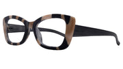 Mystika, (Premium) Reading Glasses, High End Readers +1.25..+3 Magnifying Glasses (Black N Brown) Stripes Cat Eye, NY Fifth Avenue