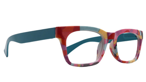 Jigsy, (Premium) Reading Glasses, High End Fashion Reader,+1.25 to +3 Magnifiers, (Blue, Multy) Stripes Square Frame. NY Fifth Avenue