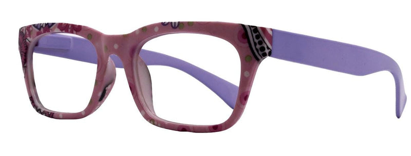 Jigsy, (Premium) Reading Glasses, High End Fashion Reader,+1.25 to +3 Magnifiers, (Purple) Flower Print, Square Frame. NY Fifth Avenue