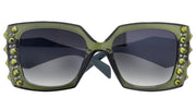 Penelope, Bling Women's Sunglasses Handmade with Olivine w AB Genuine European Crystals, Black Square.100% UV Protection. NY Fifth Avenue