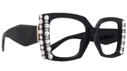 Penelope, Bling Reading Glasses for Women, Handmade with Clear Genuine European Crystals, Black, Square. NY Fifth Avenue”