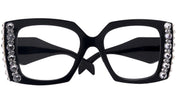 Penelope, Bling Reading Glasses for Women, Handmade with Clear Genuine European Crystals, Black, Square. NY Fifth Avenue”