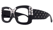 Vivienne, Bling Reading Glasses for Women, Handmade with Clear Genuine European Crystals, Black, Square. NY Fifth Avenue”