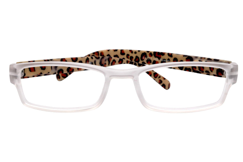 Xena, (Premium) Reading Glasses, Square Readers Clear Frosted +1.25.. +6 High / Strong Magnifying Eyeglasses (Brown Leopard) NY Fifth Avenue