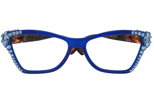 Avian, (Bling) Women Reading Glasses w (Aquamarine) Genuine European Crystals, Magnifying Cat Eye (Blue) NY Fifth Avenue