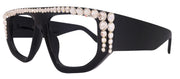 Goliath, Luxury Square Reading Glasses Black, Clear Genuine European Crystals, Hand Crystallized in USA, NY Fifth Avenue