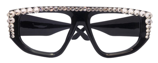Goliath, Luxury Square Reading Glasses Black, Clear Genuine European Crystals, Hand Crystallized in USA, NY Fifth Avenue