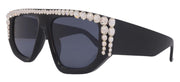 Goliath, Luxury Square SUNGLASSES Black, Clear Genuine European Crystals, Hand Crystallized in USA, NY Fifth Avenue