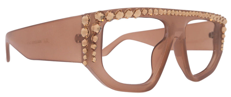 Goliath, Luxury Square Reading Glasses Beige, Light Colorado Genuine European Crystals, Hand Crystallized in the USA, NY Fifth Avenue