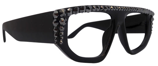 Goliath, Luxury Square Reading Glasses Black, Hematite Genuine European Crystals, Hand Crystallized in the USA, NY Fifth Avenue