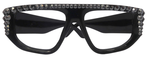 Goliath, Luxury Square Reading Glasses Black, Hematite Genuine European Crystals, Hand Crystallized in the USA, NY Fifth Avenue