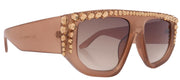 Goliath, Luxury Square SUNGLASSES Beige, Light Colorado Genuine European Crystals, Hand Crystallized in USA, NY Fifth Avenue