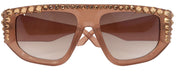 Goliath, Luxury Square SUNGLASSES Beige, Light Colorado Genuine European Crystals, Hand Crystallized in USA, NY Fifth Avenue