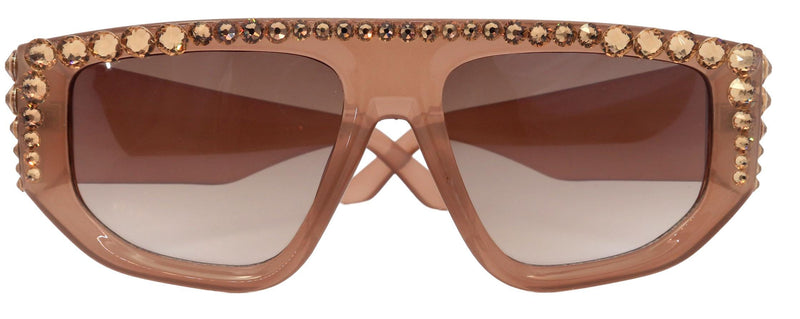 Goliath, Luxury Square SUNGLASSES Beige, Light Colorado Genuine European Crystals, Hand Crystallized in USA, NY Fifth Avenue