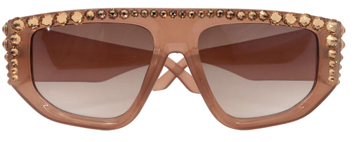 Goliath, Luxury Square SUNGLASSES Beige, Light Colorado Genuine European Crystals, Hand Crystallized in USA, NY Fifth Avenue