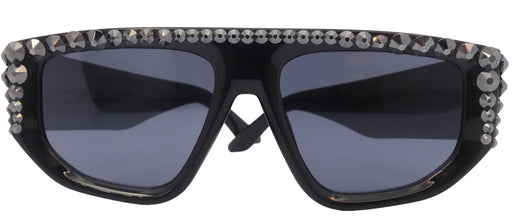 Goliath, Luxury Square SUNGLASSES Black, Hematite Genuine European Crystals, Hand Crystallized in USA, NY Fifth Avenue