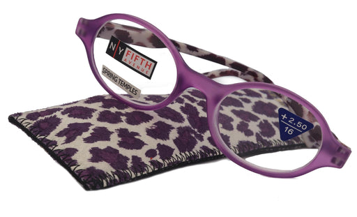 Premium Reading Glasses, High-End Readers (Purple w White) (Round) Magnifying Eyeglasses, Optical, NY Fifth Avenue