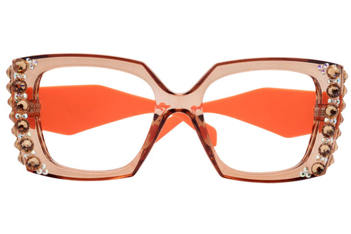 Penelope, Bling Reading Glasses for Women, Handmade with Light Colorado N AB Genuine European Crystals, transparent Square. NY Fifth Avenue