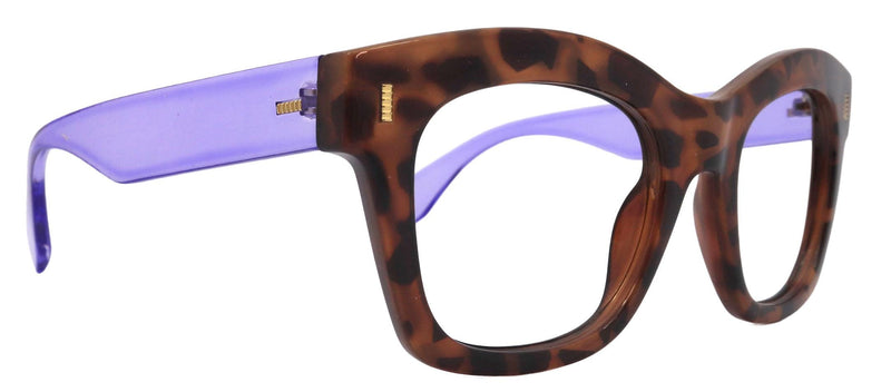 Montclair, Tortoiseshell (Purple) Oversized Reading Glasses for Women, Big Square High-End Magnifying Readers, by NY Fifth Avenue