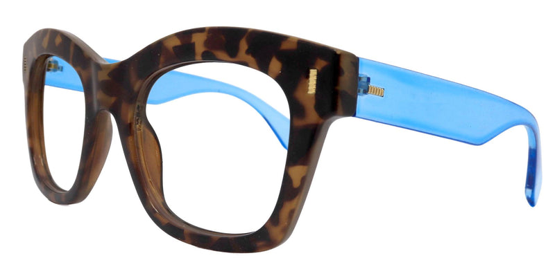 Montclair, Tortoiseshell (Blue) Oversized Reading Glasses for Women, Big Square High-End Magnifying Readers, by NY Fifth Avenue