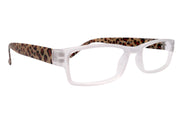 Xena, (Premium) Reading Glasses, Square Readers Clear Frosted +1.25.. +6 High / Strong Magnifying Eyeglasses (Brown Leopard) NY Fifth Avenue