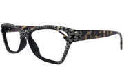 Avian, (Bling) Women Reading Glasses w (Full TOP) (Hematite) Genuine European Crystals, Cat Eye (Black w Leopard ) NY Fifth Avenue.