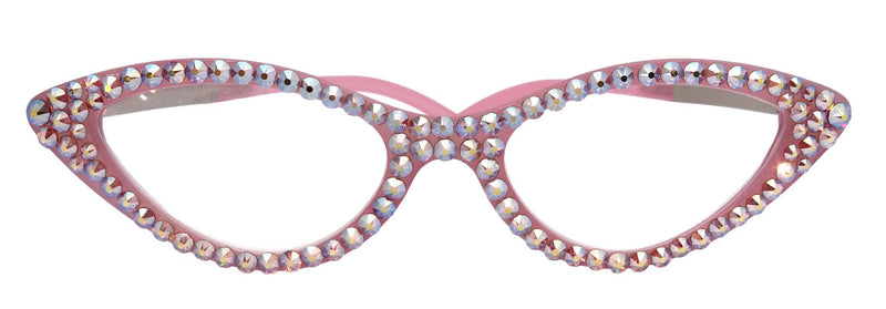 Roselyn, Bling Reading Glasses, Rose AB Genuine European Crystals +1 To 4 Cat Eye. Metal Temple. (Pink) Optical Frames NY Fifth Avenue.