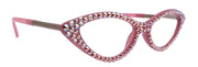 Roselyn, Bling Reading Glasses, Rose AB Genuine European Crystals +1 To 4 Cat Eye. Metal Temple. (Pink) Optical Frames NY Fifth Avenue.