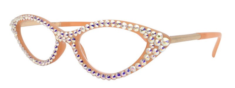 Roselyn, Bling Reading Glasses, AB Genuine European Crystals +1 To 4 Cat Eye. Metal Temple. (Yellow) Optical Frames NY Fifth Avenue.