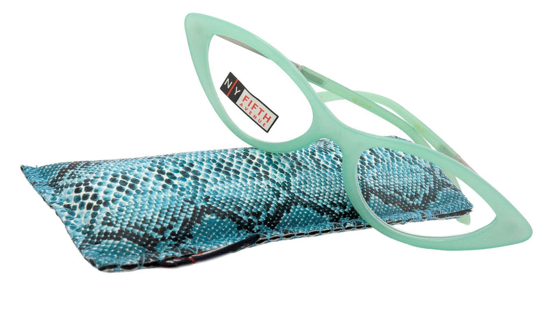 Roselyn, (Premium) Reading Glasses, High End Readers +1.25 +1.50 +1.75 .. +3 Cat Eye. Turquoise. (Green) Optical Frames NY Fifth Avenue.