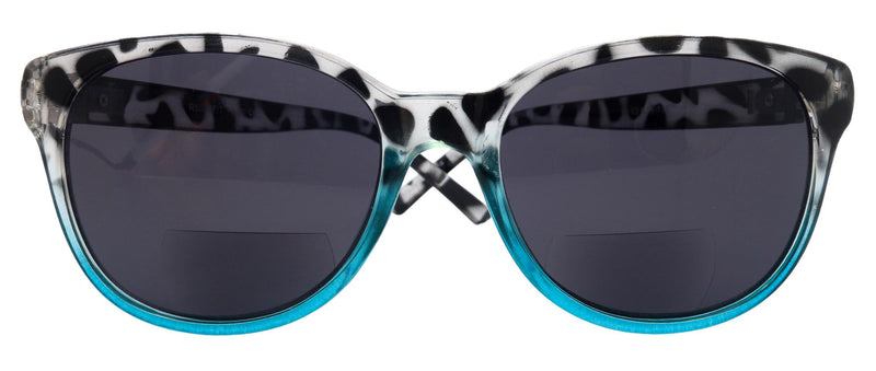 Matilda, High-End Line Bifocal (Clear On Top) Sun Readers for Women OR Non-Bifocal Readers Sunglasses (Black W Turquoise) NY Fifth Avenue