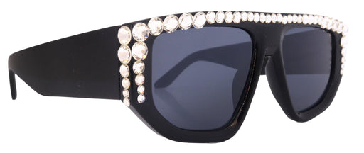 Goliath, Luxury Square SUNGLASSES Black, Clear Genuine European Crystals, Hand Crystallized in USA, NY Fifth Avenue