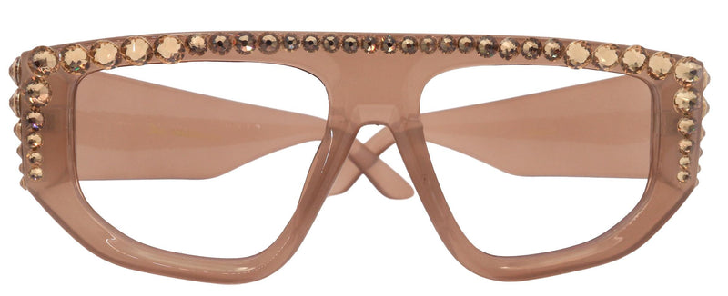Goliath, Luxury Square Reading Glasses Beige, Light Colorado Genuine European Crystals, Hand Crystallized in the USA, NY Fifth Avenue