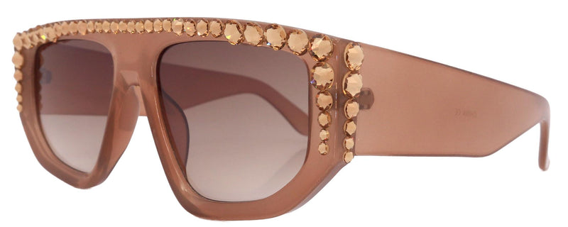 Goliath, Luxury Square SUNGLASSES Beige, Light Colorado Genuine European Crystals, Hand Crystallized in USA, NY Fifth Avenue