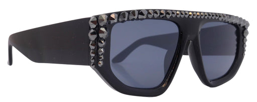 Goliath, Luxury Square SUNGLASSES Black, Hematite Genuine European Crystals, Hand Crystallized in USA, NY Fifth Avenue
