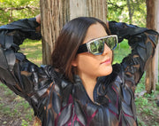 Goliath, Luxury Square SUNGLASSES Black, Clear Genuine European Crystals, Hand Crystallized in USA, NY Fifth Avenue