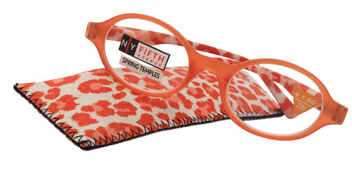 Premium Reading Glasses, High-End Readers (Orange w White) (Round) Magnifying Eyeglasses, Optical, NY Fifth Avenue