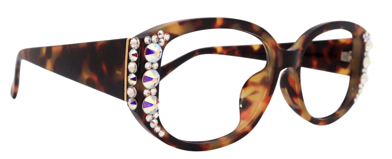 Petunia Bling Reading Glasses, AB (Brown), Medium Frame, High End Readers, Bifocal, Sun readers, Trendy Style, NY Fifth Avenue