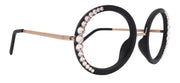 Lexington, Bling Black Round Large Oversized Glasses, W clear European crystals, High End Reading Magnifying eyeglasses, NY Fifth Avenue