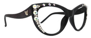 Catwalk, (Bling) Cat Eyes, Women Reading Glasses Adorned W (AB) Genuine European Crystals (Black) Frame, NY Fifth Avenue.