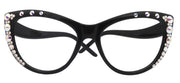 Catwalk, (Bling) Cat Eyes, Women Reading Glasses Adorned W (AB) Genuine European Crystals (Black) Frame, NY Fifth Avenue.