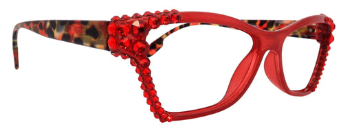 Avian Women’s Bling Reading Glasses Cat Eye Red Frame with Light Siam Genuine European Crystals, (Red) +1.00 to +5.00 by NY Fifth Avenue