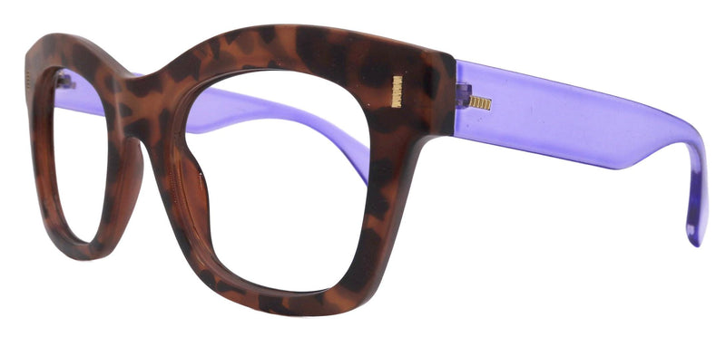 Montclair, Tortoiseshell (Purple) Oversized Reading Glasses for Women, Big Square High-End Magnifying Readers, by NY Fifth Avenue