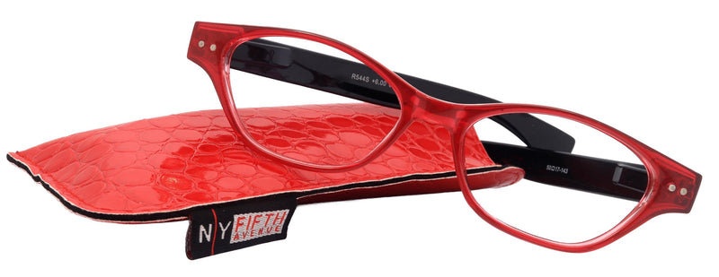 Roselle, Premium Reading Glasses, High-End Readers +1.25 + 5.00 Magnifying, Cat Eye optical Frame, Red, NY Fifth Avenue