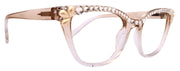 Vivienne, Bling Reading Glasses for Women, Handmade with Clear Genuine European Crystals, transparent Brown / Clear Frame. NY Fifth Avenue