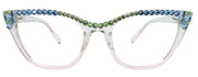 Vivienne, Bling Reading Glasses for Women, Handmade with Aquamarine/Pridot Genuine European Crystals, Transparent Frame. NY Fifth Avenue