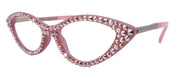 Roselyn, Bling Reading Glasses, Rose AB Genuine European Crystals +1 To 4 Cat Eye. Metal Temple. (Pink) Optical Frames NY Fifth Avenue.