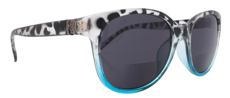 Matilda, High-End Line Bifocal (Clear On Top) Sun Readers for Women OR Non-Bifocal Readers Sunglasses (Black W Turquoise) NY Fifth Avenue